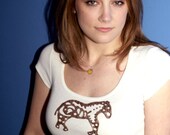 Horse- Antique Block Printed Ladies Short Sleeve T-Shirt (Select Size)