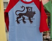 Lion - Kids Baby Rib 3/4 Sleeve Baby Blue/Red Raglan