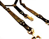 Leather Suspenders Printed w Water Based Ink and Hand Stitched