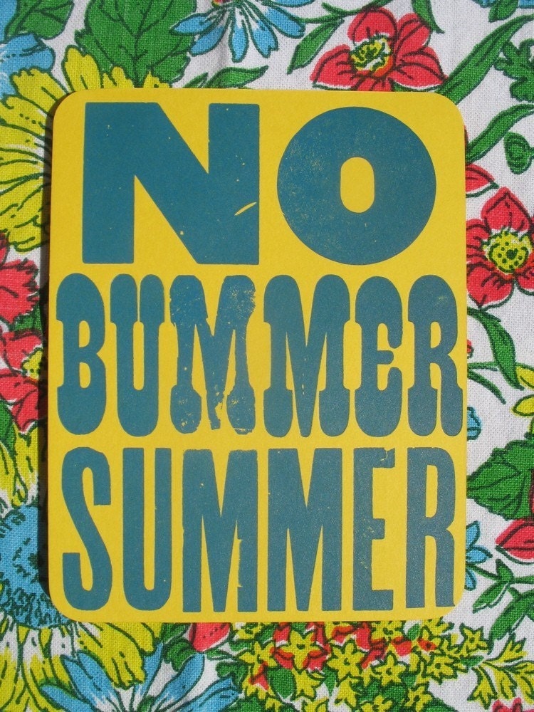 NO bummer summer letterpress printed postcard