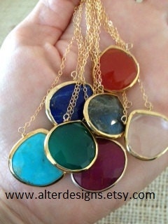 Orange Carnelian Necklace Faceted Bezel Set Handmade Semi Precioius Stone Jewelry Gold Vermeil Bezel Set