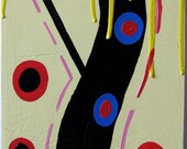 Treehouse Intruder Alert - original painting - get up and drip down spot the plot to climb our tree of life dude right on target for subversive huggers and buggers of all stripes and colorful inclinations toward peace love and understanding funny 3051