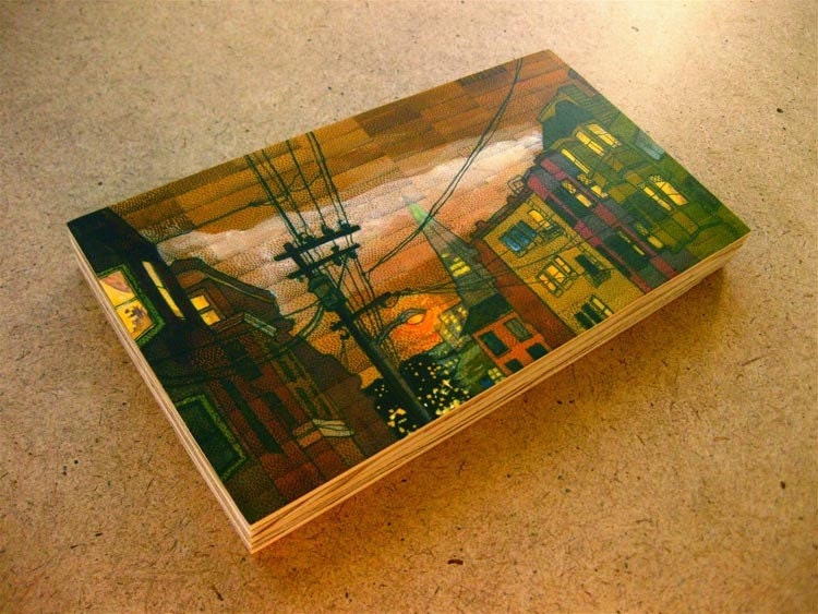 Russian Hill, 4x7 Print Mounted on Wood