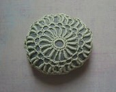 Wedding, Decoration, Crochet Lace Stone, Original, Table, Handmade, Art, Home Decor, Collectible, Nature, Soft Green, Gray Stone