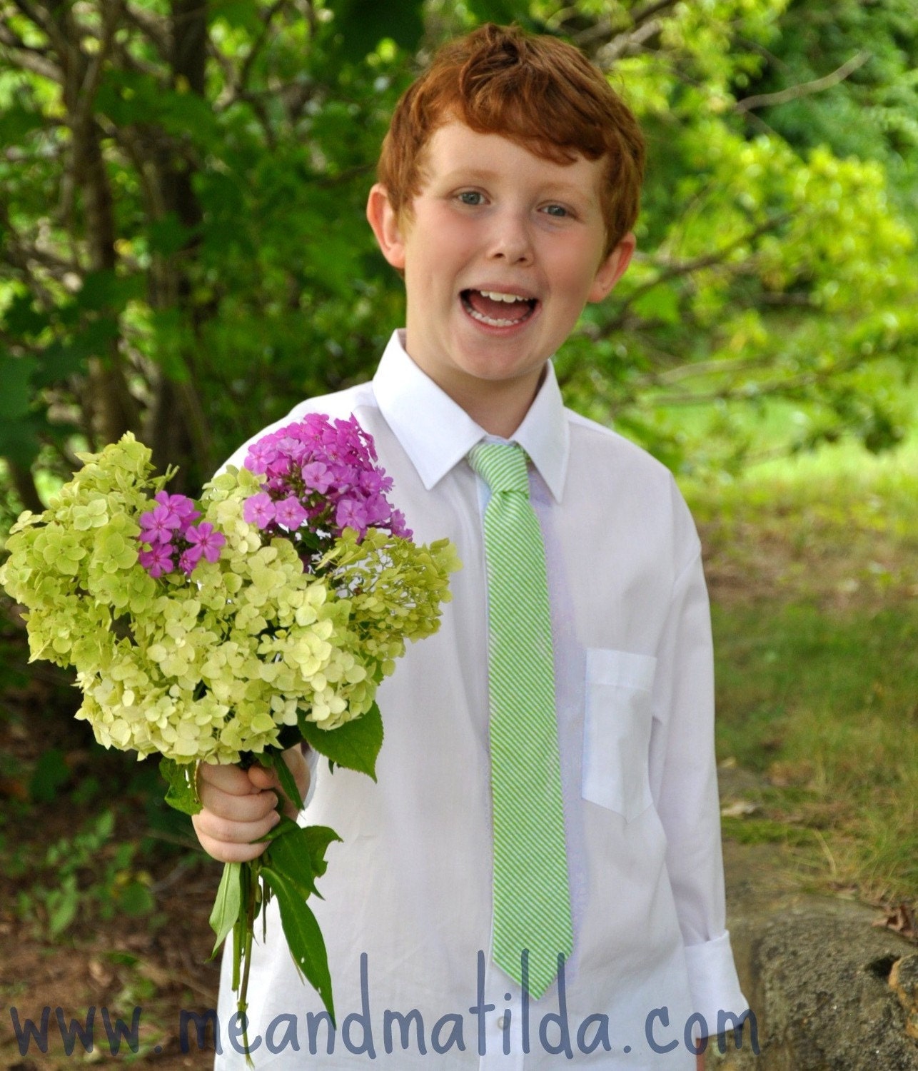 Necktie Me and Matilda Everyday Necktie Lime Seersucker Stripes LOTS of COlORS AVAILABLE