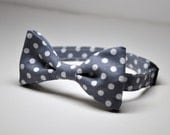 Bowtie for Little Boys Gray and White Polka Dots