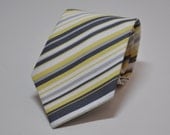 Necktie - Yellow and Grey Stripe - Men's Tie or Boy's Necktie - Groomsmen Ties
