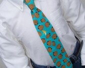 Blue Necktie Monkey Print Boys or Mens Me and Matilda Everyday Tie