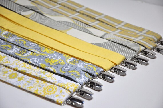 Yellow and Grey Suspenders for Your Wedding Party
