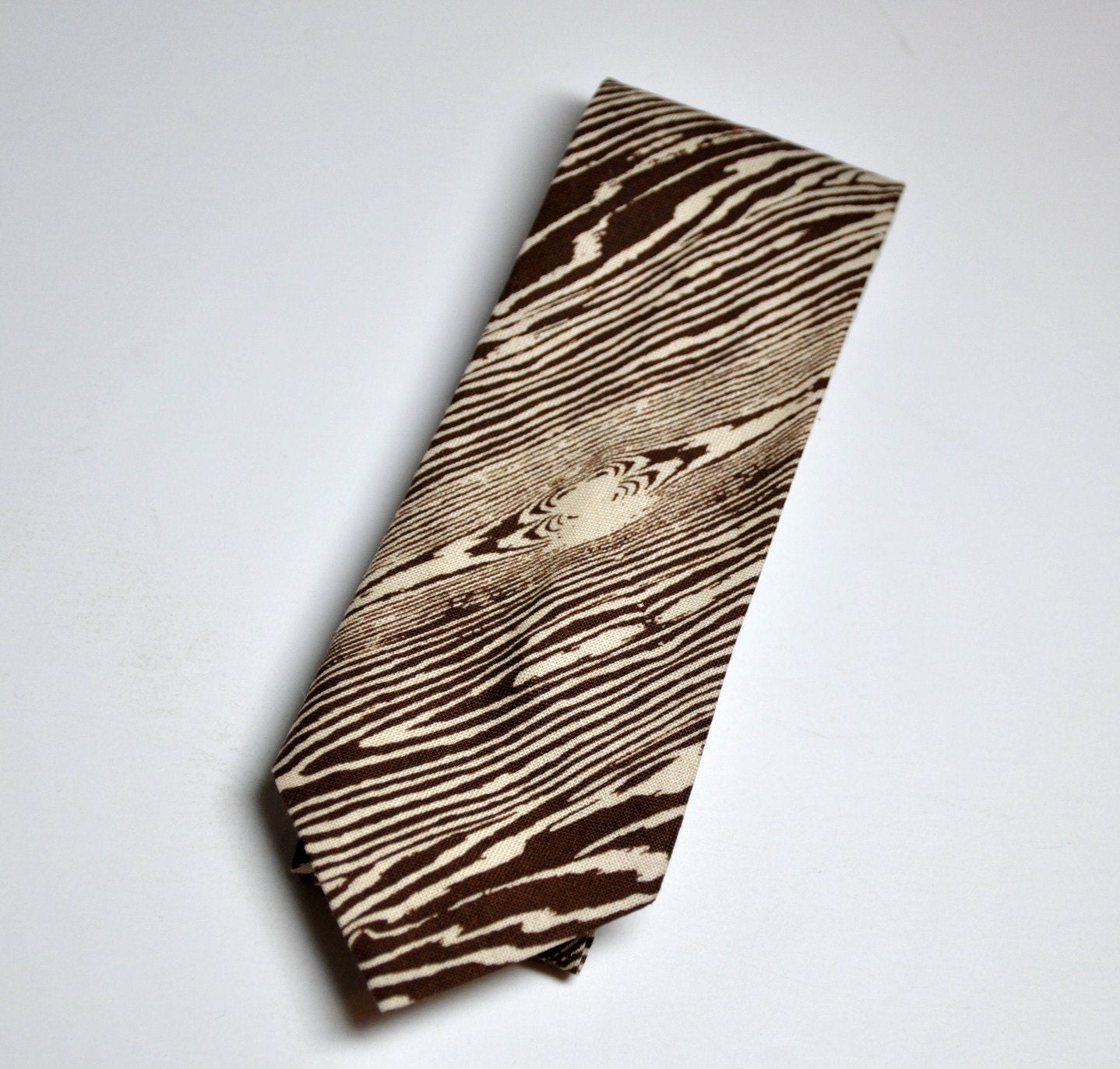 Faux Bois Necktie - Woodgrain Coffee Brown Mens Tie