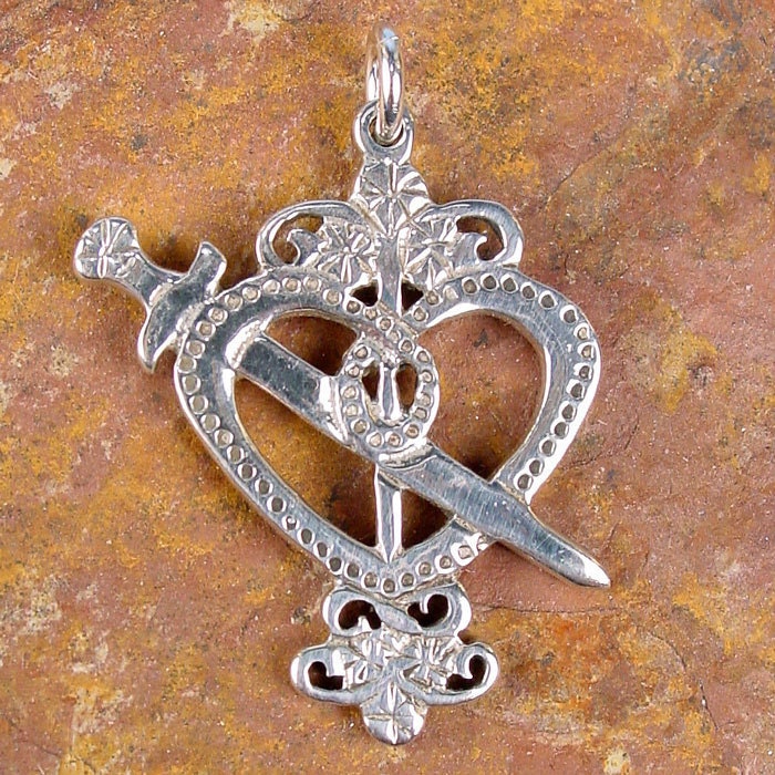 ERZULIE DANTOR Veve - STERLING Voodoo Veve Pendant Charm
