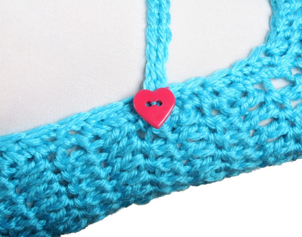 Aqua Slipper with Hot Pink Heart Buttons (sizes 6 to 11)
