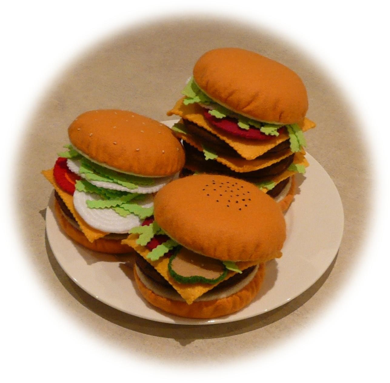 Pretend Play Kitchen - Felt Food Patterns - Burgers by Design