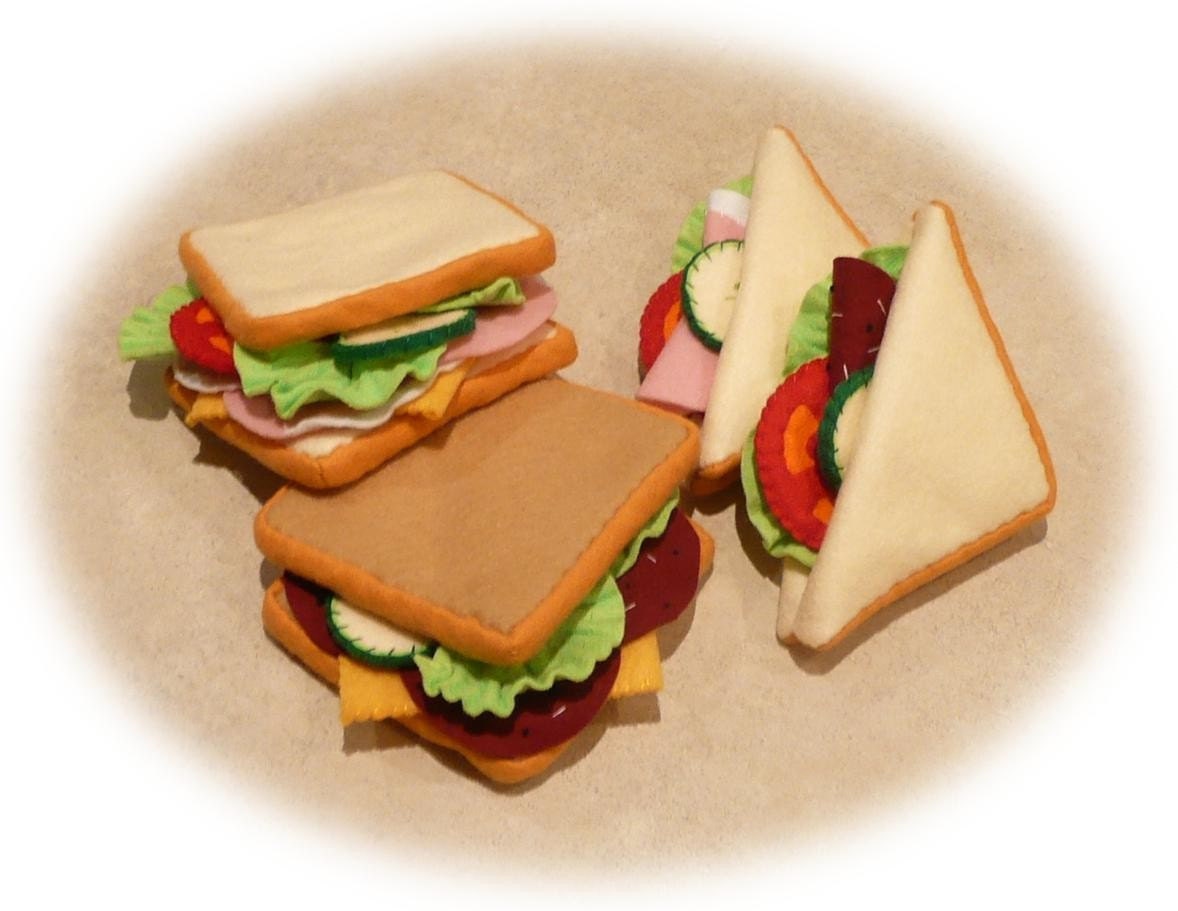 Pretend Play Kitchen - Felt Food Patterns - Sandwiches by Design