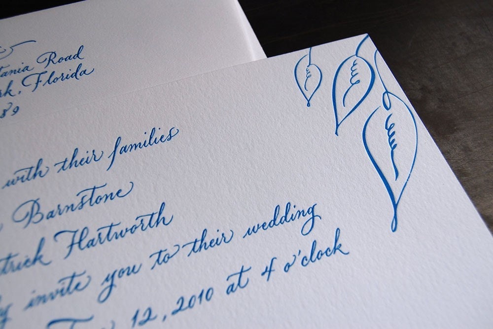 Jane - Calligraphy Letterpress Invite Sample