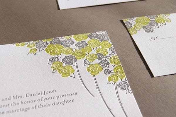 Summer Garden, letterpress wedding invitations