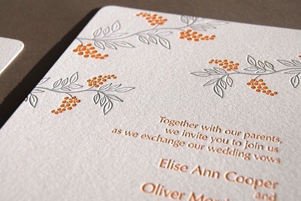 Wistful, letterpress wedding invitation