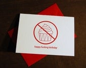 Happy f-ing Birthday (cupcake), letterpress card