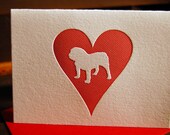 Heart: Bulldog, letterpress card