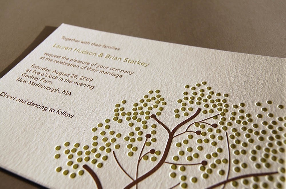 Berries letterpress invitation, sample