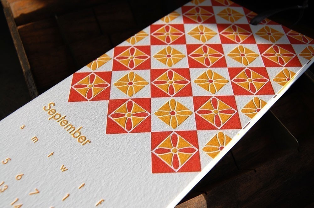 Mid-Century Modern 2011 letterpress wall calendar