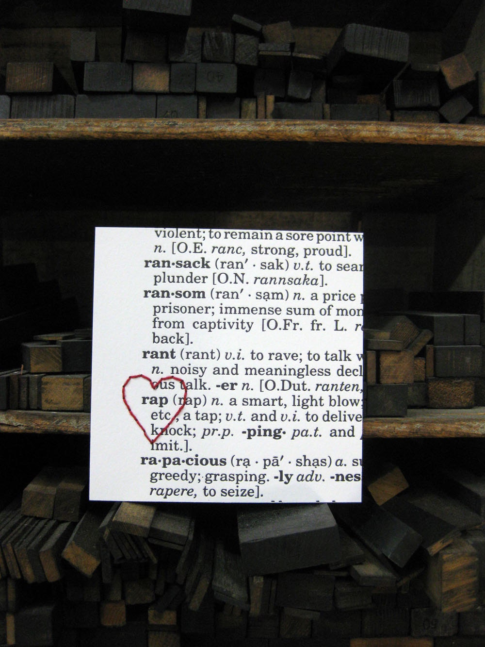 I heart RAP : letterpress and embroidery
