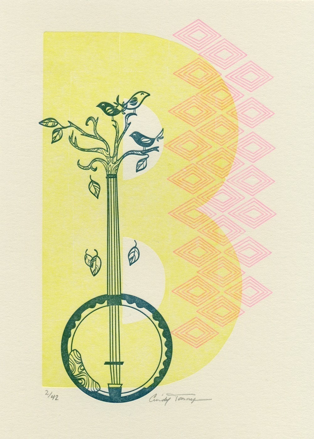 B is for Banjo Letterpress Print
