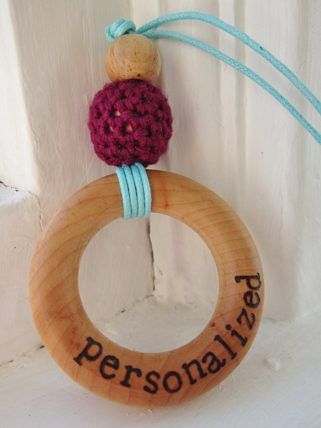 Custom Color Cord and Organic Bamboo Bead-- Personalized Teething/Nursing Necklace