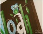 Hand Painted Custom Canvas Name Sign Personalized Owl Design