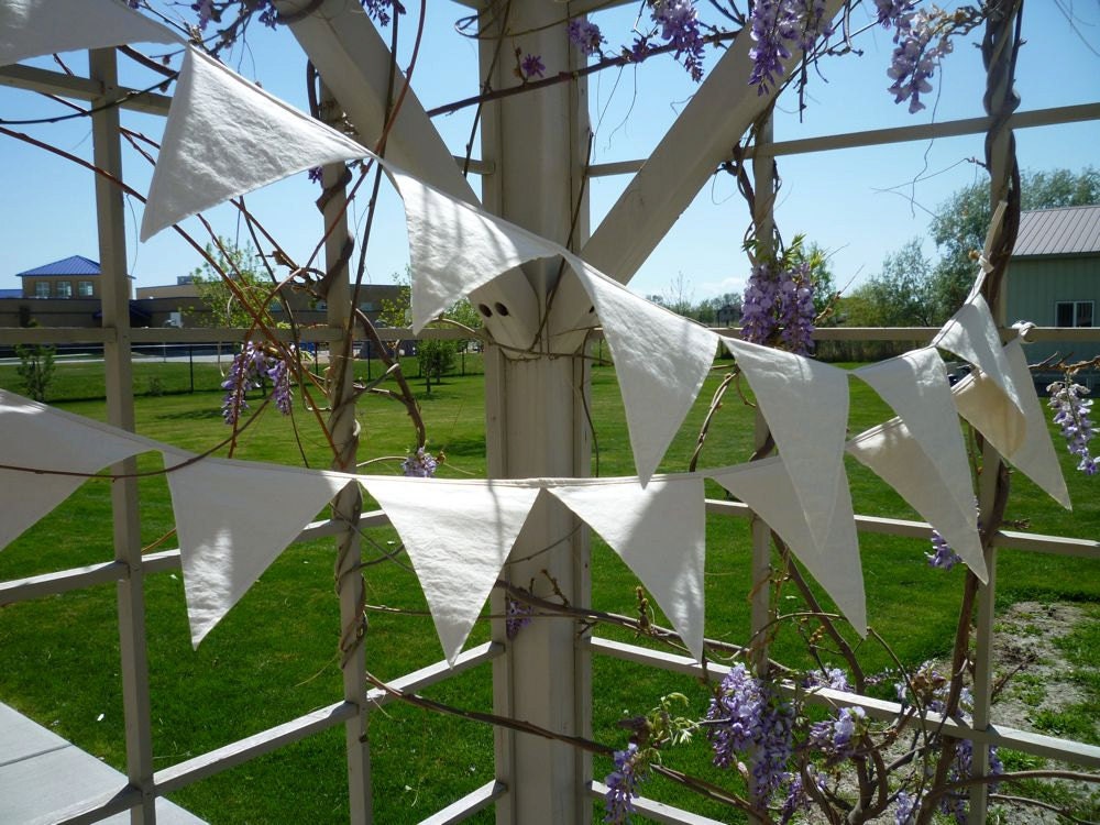 Muslin bunting flags 2 strings of 8 flags each