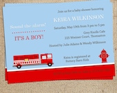 Fire Truck Boy Baby Shower Invitation