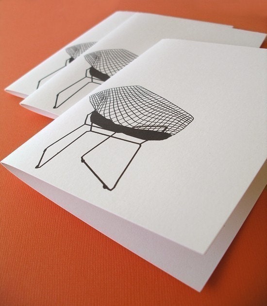 diamond wire chair notes / mid century modern stationery / set of 6 blank cards