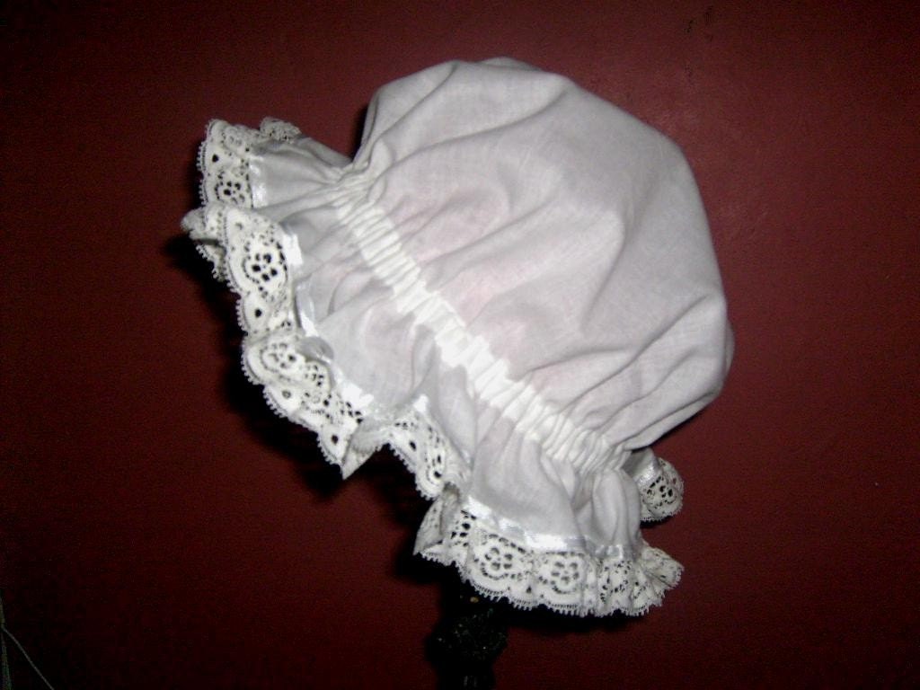 Lady's Mob, White Cotton with Satin and Lace