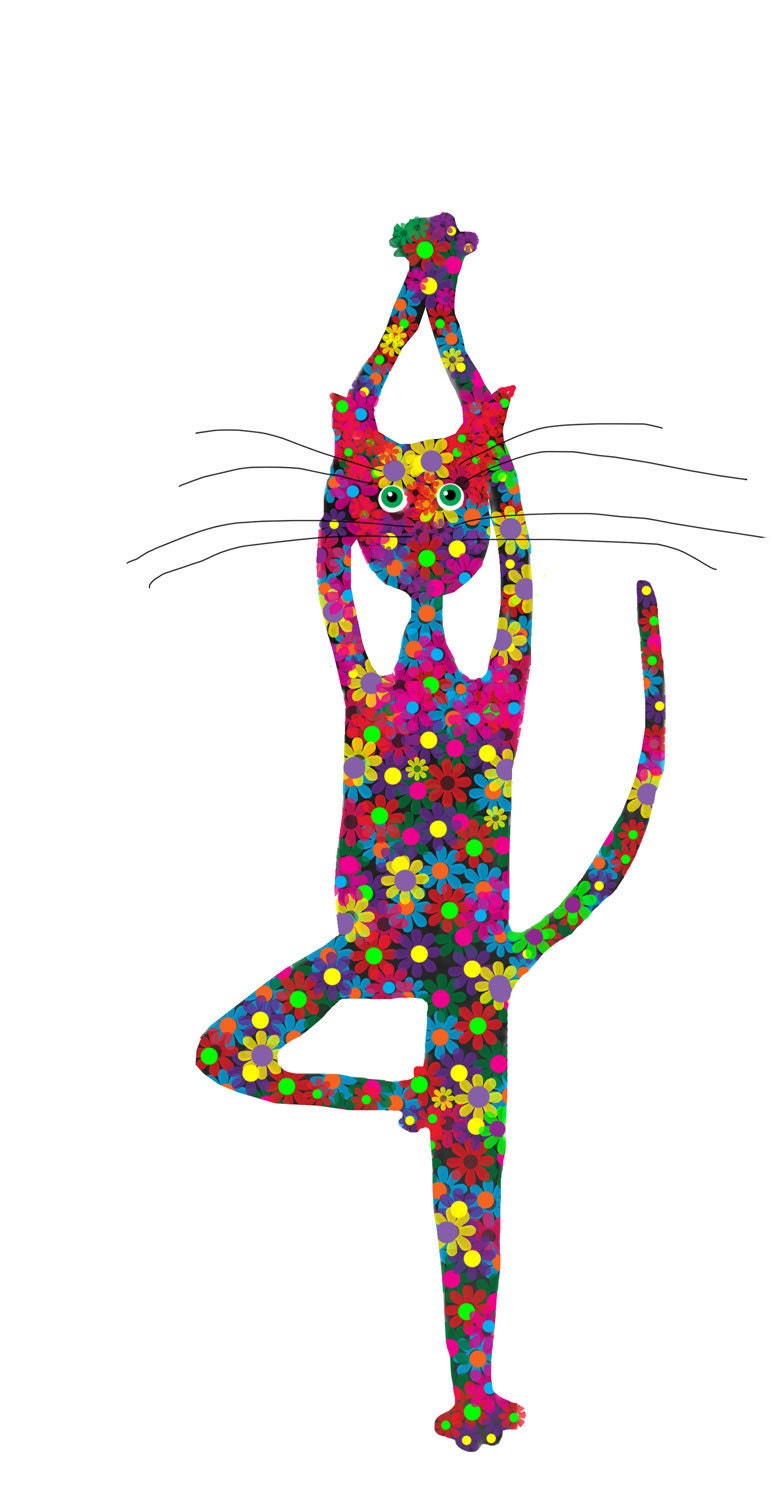 Cat Art - Cat Doing Yoga - Print 5x7