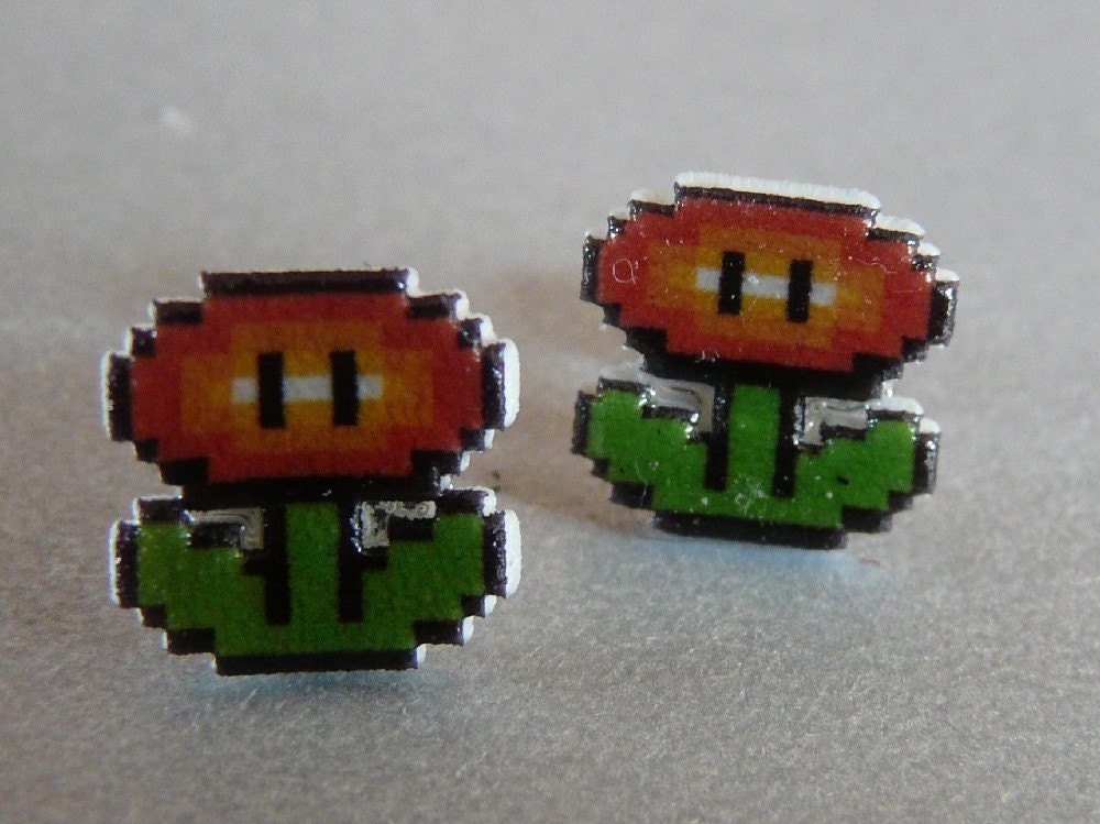 fire flower - super mario 3 stud earrings