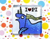 I heart Pi  -- square glass monster magnet