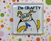 I'm Crafty -- square glass monster magnet