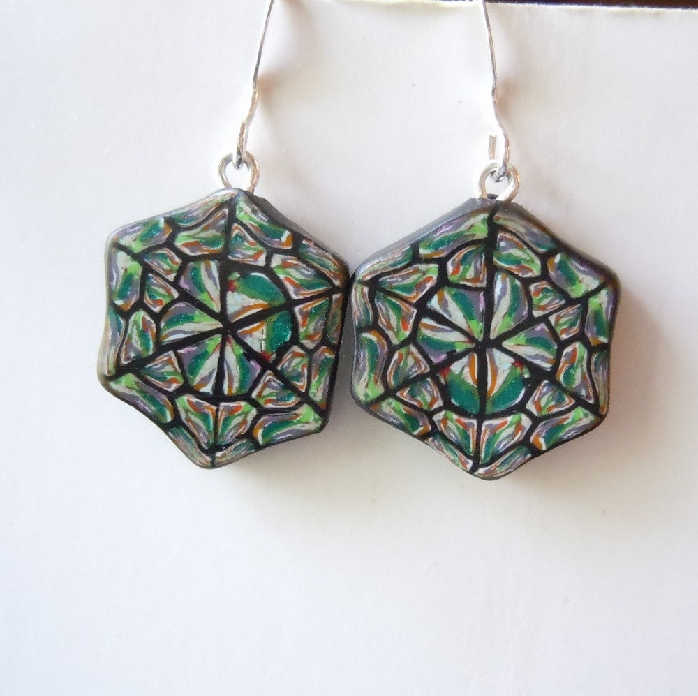 Little Hexagon Polymer Clay  Earrings