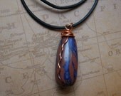 Faux Stone Polymer Clay Brown and Copper Pendant