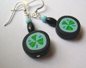 Aqua and Black Earrings