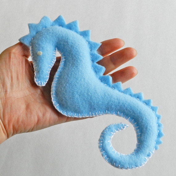 Handmade - Soft Felt Under the Sea Mobile - Seahorse, Fish Snail and Sea Bubbles - PDF Instructions with Patttern