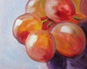 Oil Painting, Still Life, Red Grapes, Abstract Fruit Painting, 5x7 on Camvas, Wall Decor, Kitchen Art, Kitchen Decor