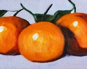Original Oil Painting, Tangerine Kitchen Decor, Citrus Fruit Kitchen Art, Small 5x7 Still Life on Canvas, Orange Wall Decor