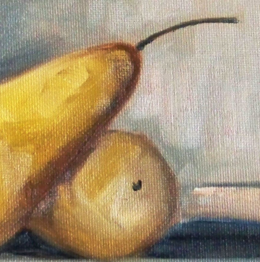 Still Life Painting, Original, Small Fruit Painting, Pear, 5x7, Canvas, Kitchen Decor, Kitchen Art, Wall Decor