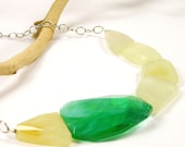 chunky yellow necklace with green stone