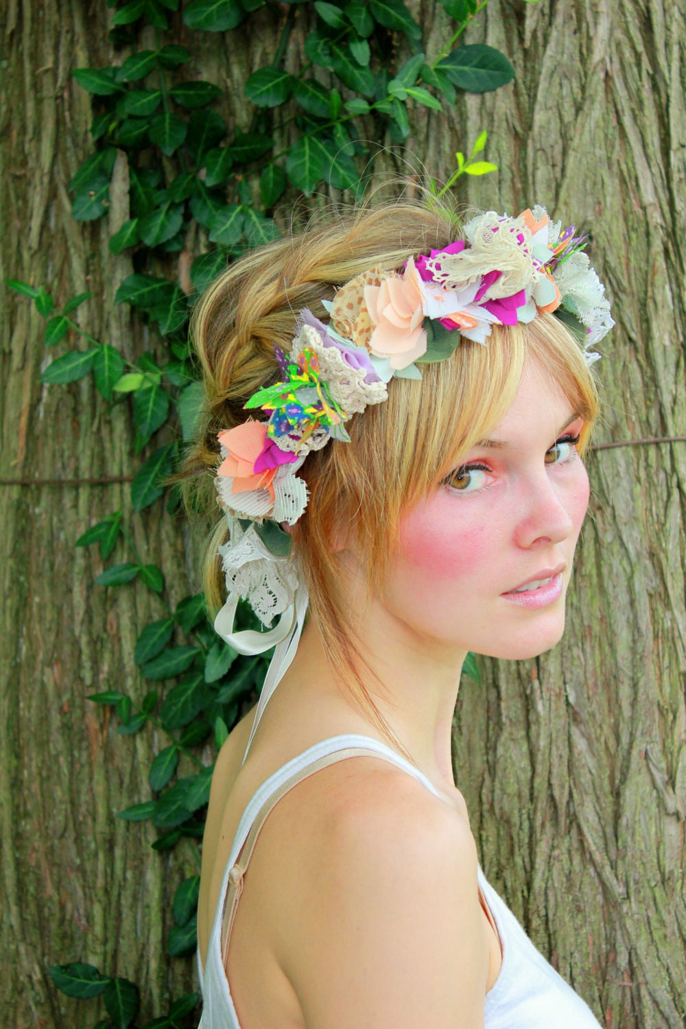 Flower Crown from vintage doilies and lace