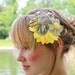 Flower Cluster Headband - Yellow, Gray and Tan