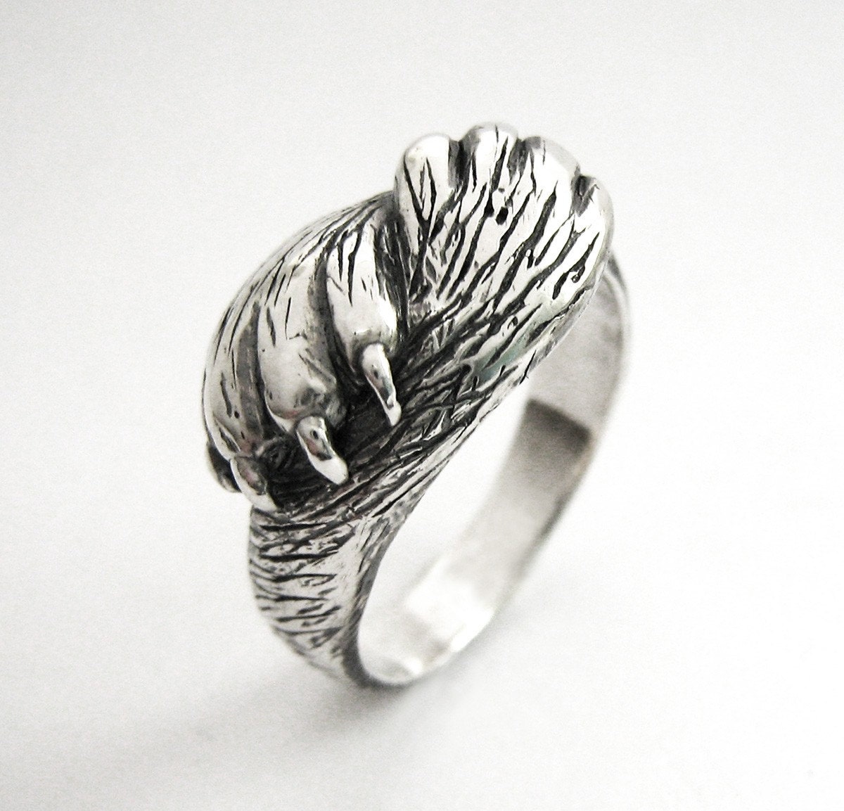 Paw to Paw - Silver Cat Ring - Cat Lover Wedding or Engagement Ring - Handmade - Sterling Silver - Rickson Jewellery