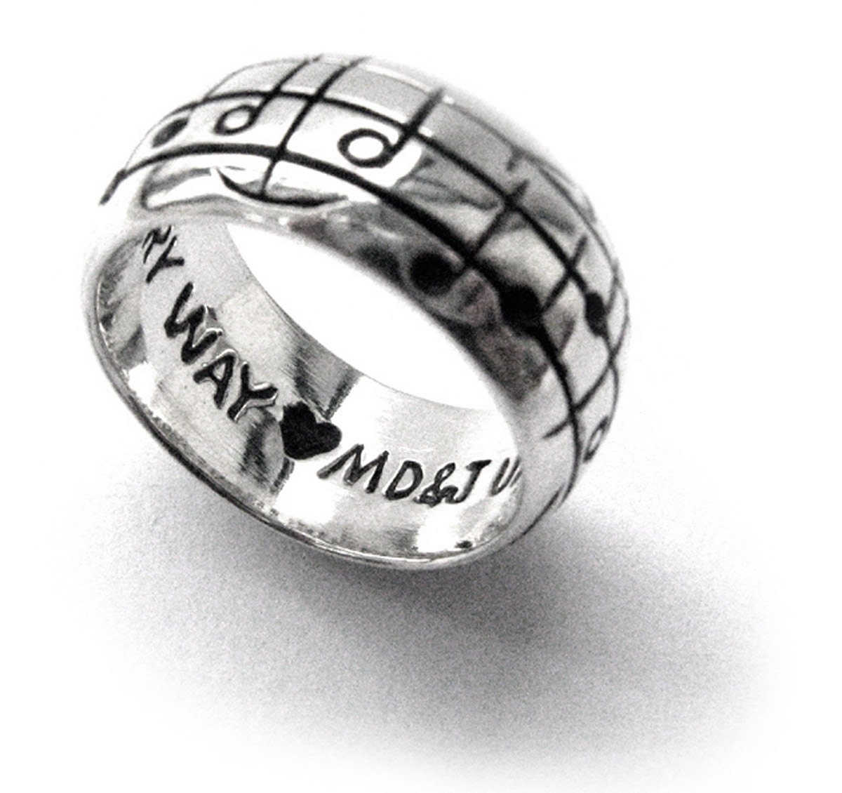 Personalized Song Ring - Custom Ring - Sterling Silver Ring - Gifts for Him - Gifts for Her - Handmade Sheet Music Jewelry - Rickson
