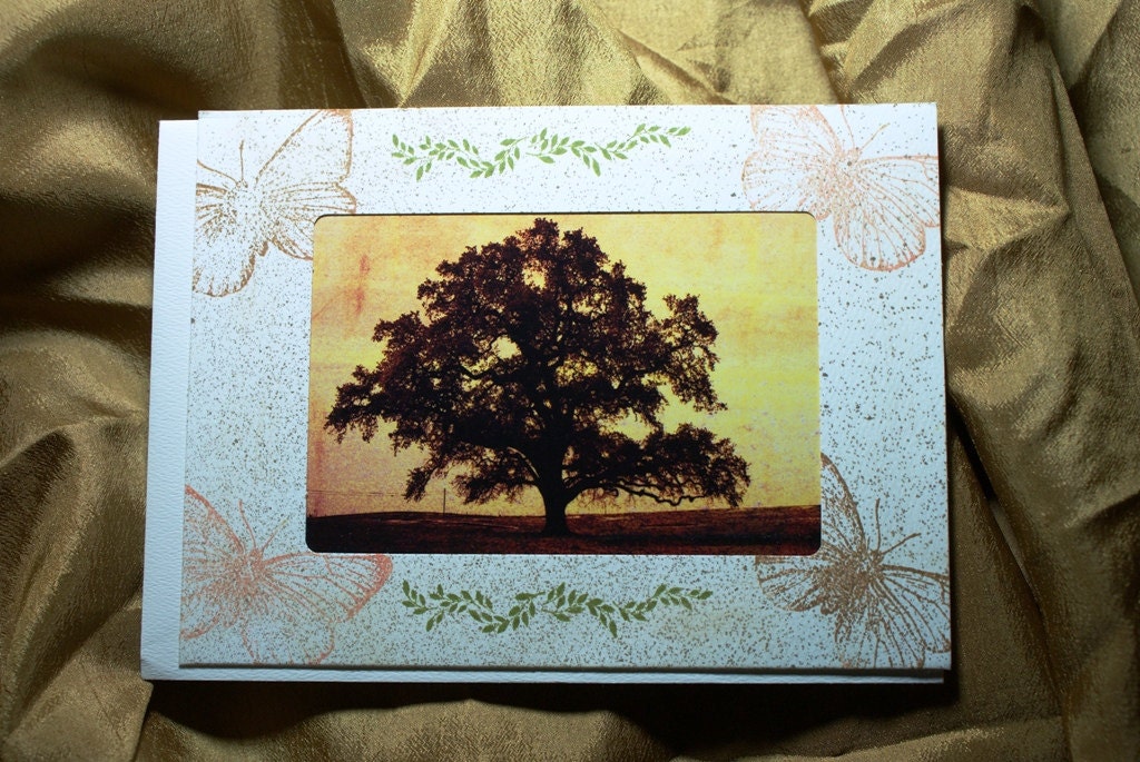 Oak Tree embellished blank card
